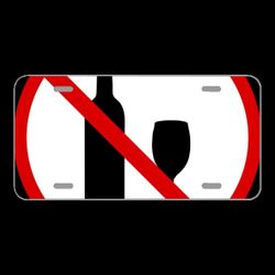 License Plate Novelty Car Front No Drinking No Symbol Wine Glass