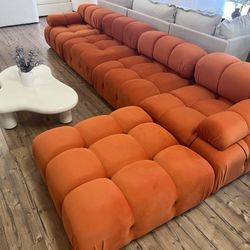 New 4 Piece Modular Sectional. Velvet Fabric.  Black, White, Blue, Green.  Free Delivery!