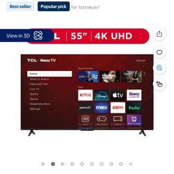 55 INCH TCL ROKU SMART TV