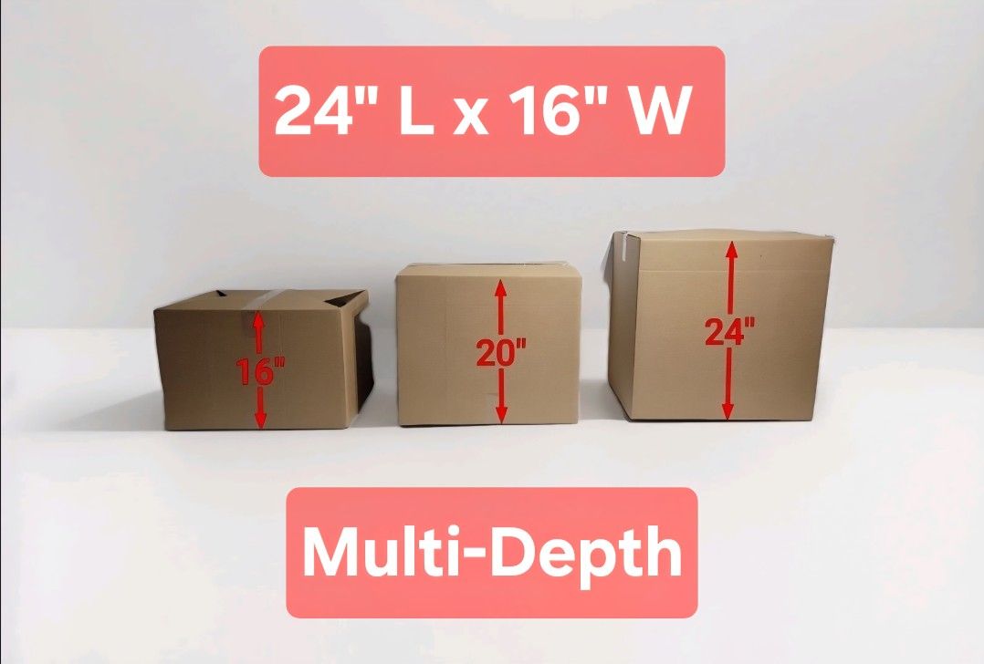 25 - 24 x 16 x 24 Multi-Depth Corrugated Shipping Boxes Storage Cardboard Moving