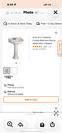 Vicki 22 in. Pedestal Combo Bathroom Sink – Bisque