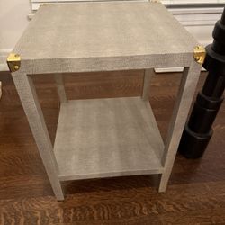 Snake Embossed Side Table With Top + Lower Shelf 
