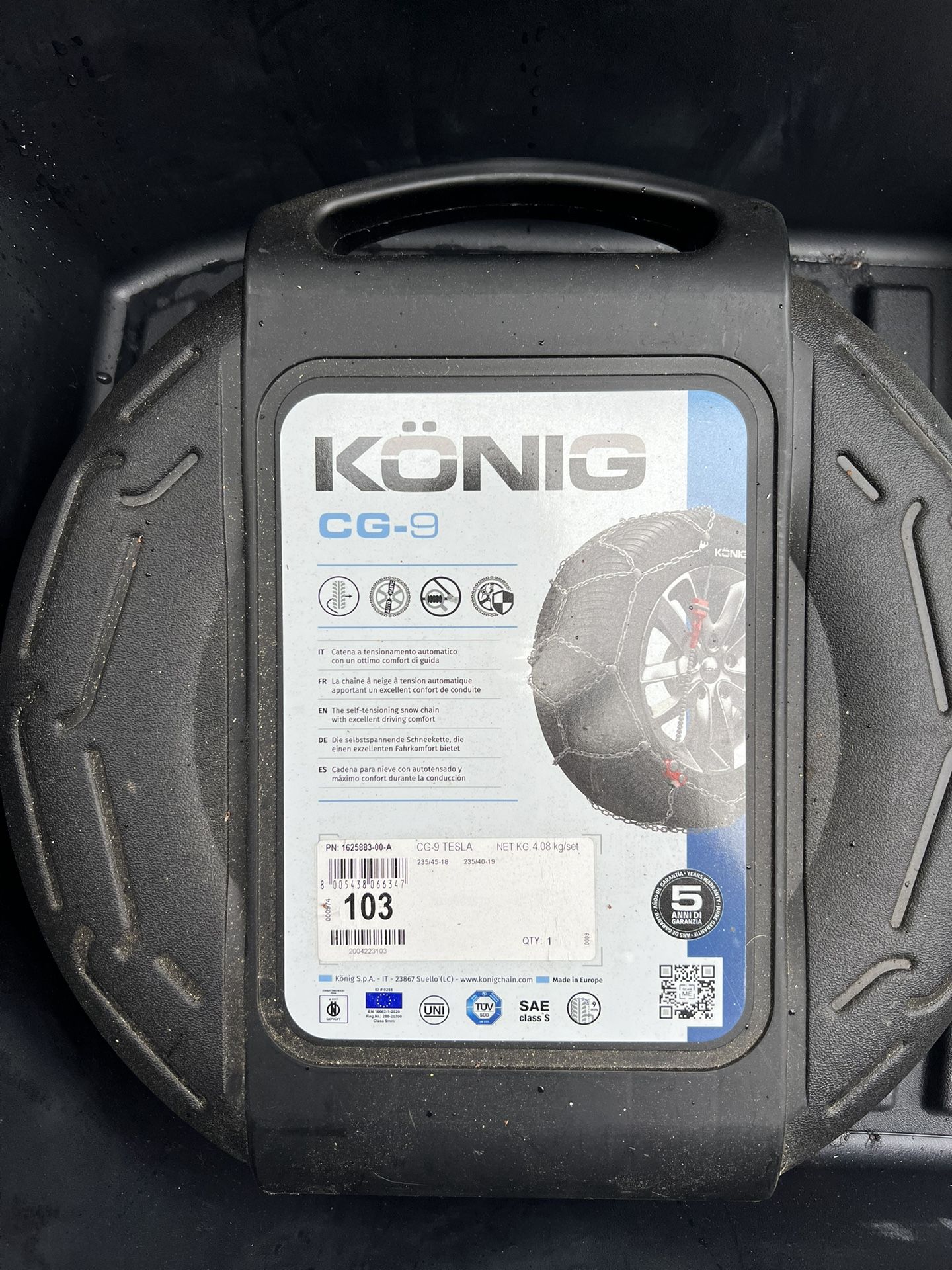 Konig car chains CG-9/103, fit Tesla Model 3 (new, unused)