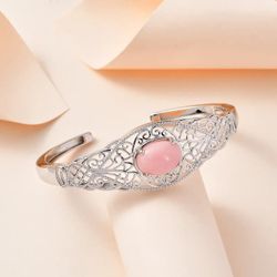 Peruvian Pink Opal Cuff Bracelet