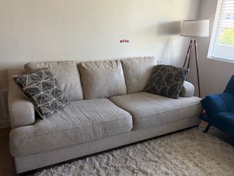 Light Gray 3-Seat Upholstered Sofa