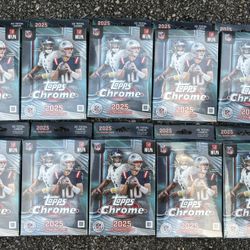 2025 Topps Chrome Football NFL Trading Cards Hanger Box Lot of 10 IN HAND