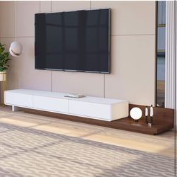 Wood TV Stand, Retractable Television Stands Modern Gaming Entertainment Center, Fit up to 100", Media Storage Console Cabinet with 3 Drawers, Fully-A