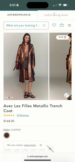 Antropologie Avec Les Filles Metallic Trench Coat XS