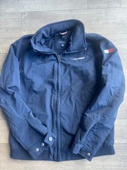 Navy Blue Tommy Hilfiger Kids XL (16-18) Stow Away Hoodie / Jacket Stitched Logo Patch