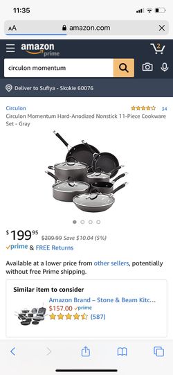 Circulon momentum 11 pc hard -anodized cookware set