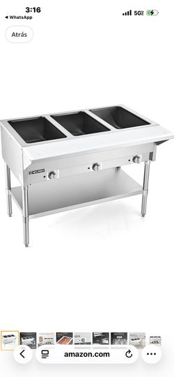 WILPREP Commercial 3-Well Food Warmer, 1500W Stainless Steel Steam Table with 8-Inch Cutting Board and Storage Rack, 44-Inch Electric Steam Table, Foo