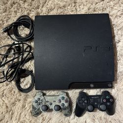 PS3 Slim 120 GB+ 2 Controllers + Games/ Tested Working 