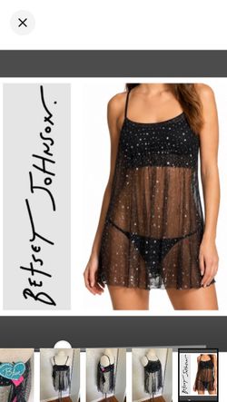 NEW!  Betsey Johnson Point D'Esprit Babydoll and Thong Lingerie Set (S)