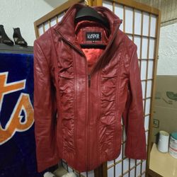 Kasper Red Leather Jacket Size S