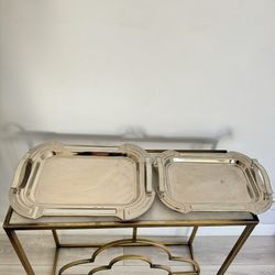 2 Silver Bedazzled Rhinestone Trays 