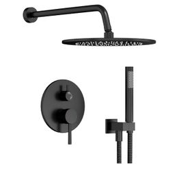 Matte Black Rainfall Shower System with Handheld Sprayer