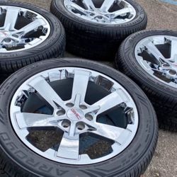 22” GMC Yukon Denali Sierra Cadillac Escalade Chevy Suburban Chevrolet Rims Tires New Chrome