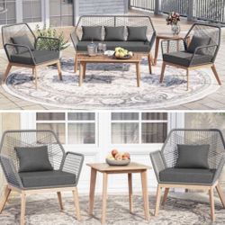 5 Piece Outdoor Modern Furniture Set- 3 Seater Sofa And 4 Oversized Chairs  