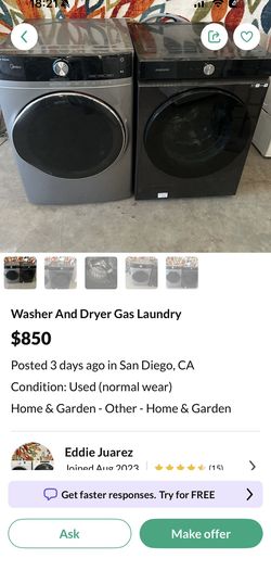 Washer And Dryer. Be Careful With Eddie Juarez. He Sold Me A Dryer That Didn’t Work.