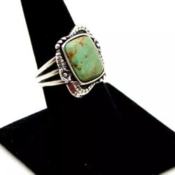 UNIQUE GREEN  TURQUOISE STERLING SILVER SOUTHWESTERN RING 925 SZ 9.25