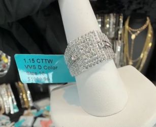 1.15 CTW VVS D Color Iced-Out Sterling Silver Statement Ring – Size 10