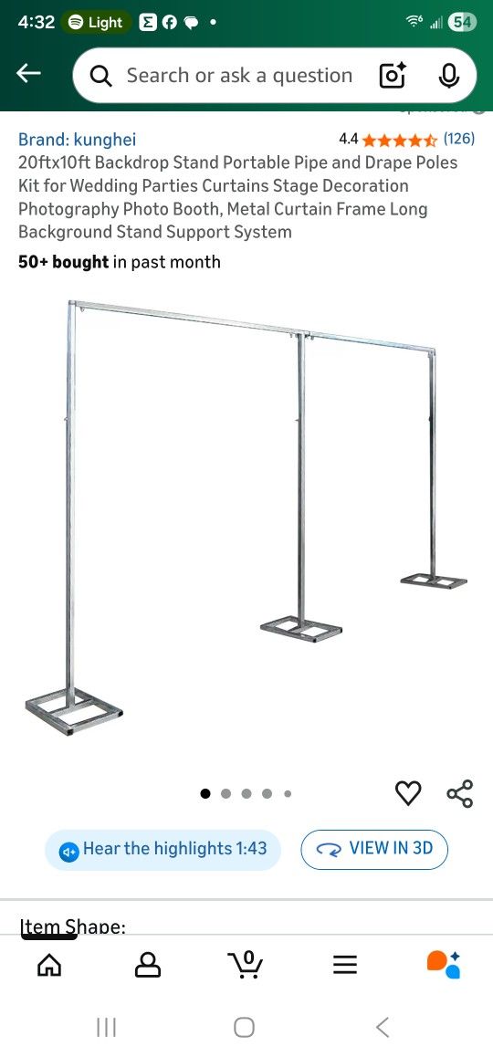 10'x20' Backdrop Stand Pipe And Drape (2pcs)