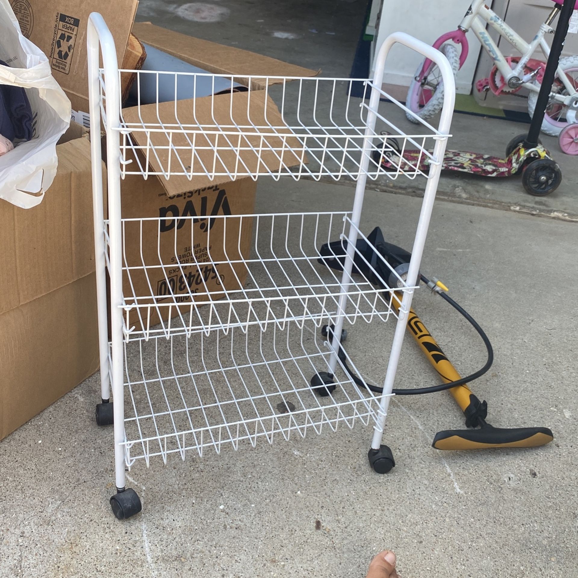 White Metal Rolling Cart Good Condition