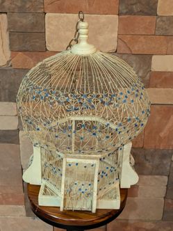 Vintage Moroccan Chic Wire Birdcage - Large Onion Dome Decorative Hanging Planter Accent