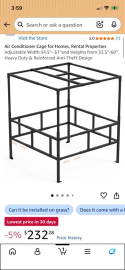 Air Conditioner Cage for Homes, Rental Properties Adjustable Width 34.5”- 61”and Heights from 33.5”-60”, Heavy Duty & Reinforced Anti-Theft Design