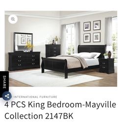 New King Bedroom Set 4 Pieces 