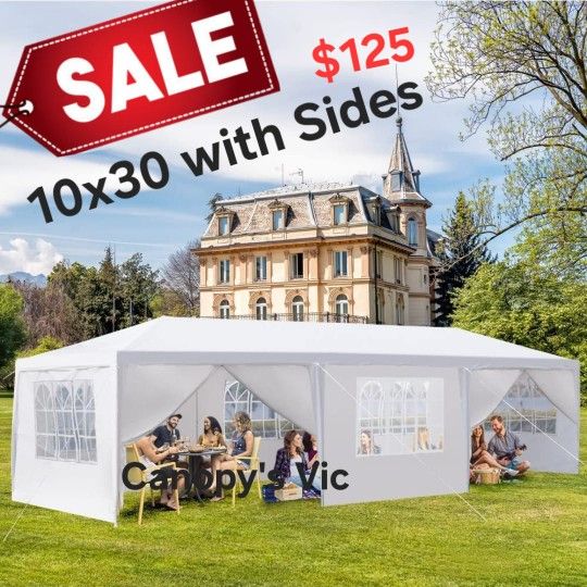 10x30 Wedding Party Tent Outdoor Canopy Tent with 8 Sides White For Birthday Party.