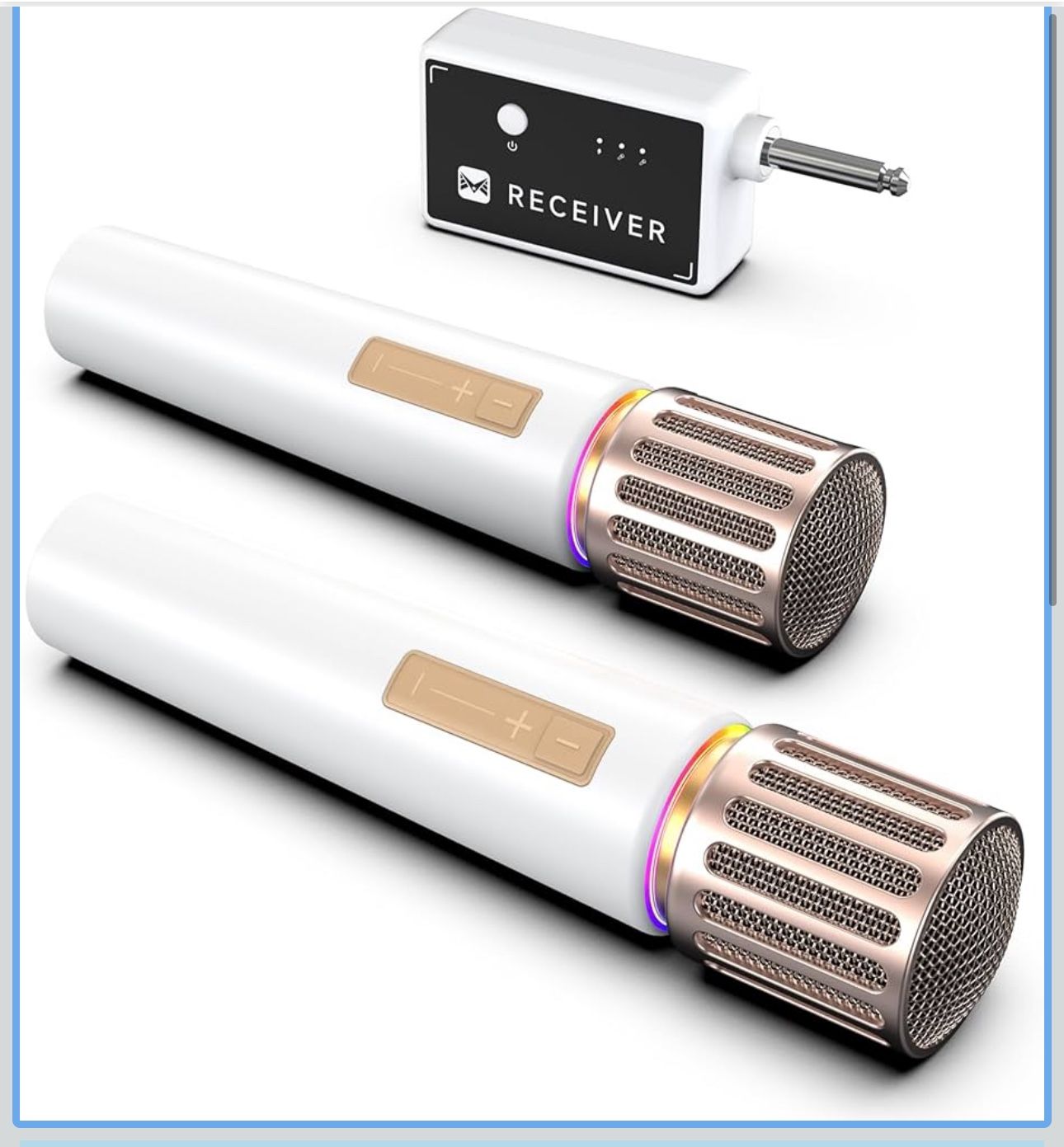 Wireless Microphones, Microphone with One-to-One Chip Connection, Controllable LED Lights, 40H Duration, 200FT Range