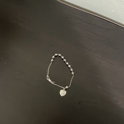 Virgin Mary Sterling Silver Beaded Heart Charm Bracelet 