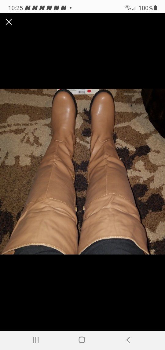 Tan Studded Thigh BOOTS Size 10