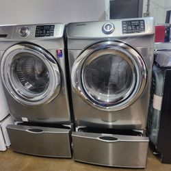 SAMSUNG SET STEAM WASHER AND ELECTRIC DRYER 