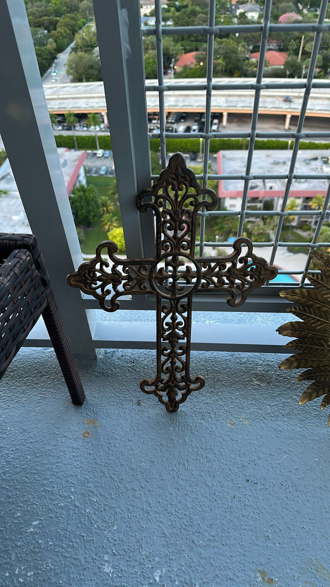 Brace Cross And Brass Sunburst Mirror 