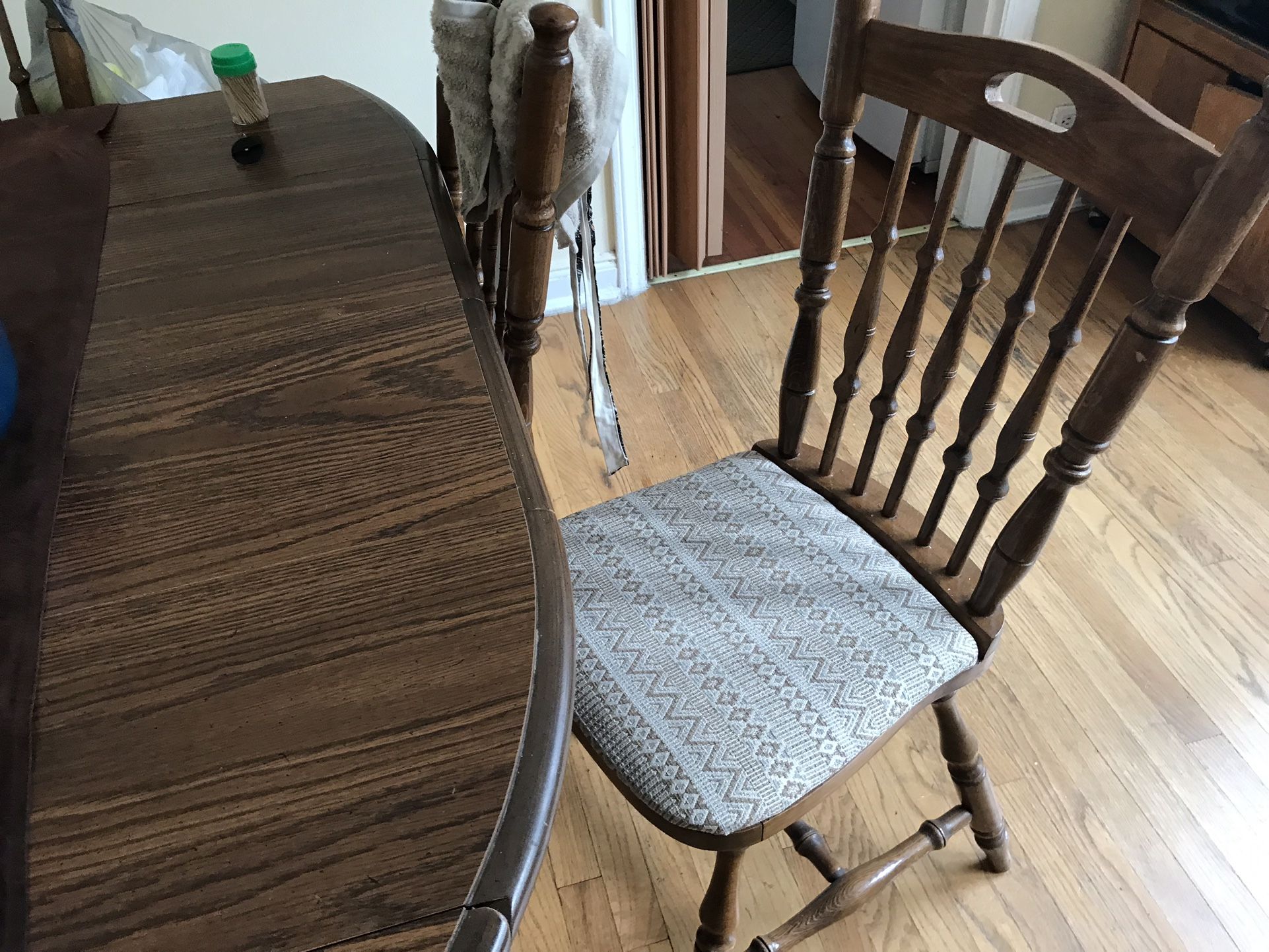 Wood Kitchen Table With Folding End Extensions 