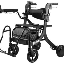 4 in 1 Rollator Walker Electric Wheelchair Combo,Electric Rollator Walker with Power Assist,Foldable Lightweight Transport Wheelchair,600W Magnesium A