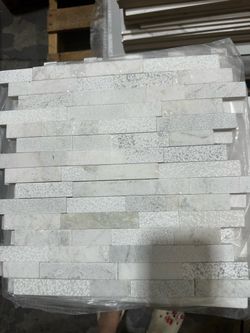 White Marble Stacked Stone Ledger Panels 7 per sheet vs 19