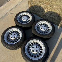 Fox body Mustang Turbines wheels, tires, and lug nuts.