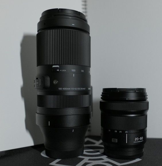 SIGMA 100-400mm DG DN OS + Haoge Tripod Collar + Panasonic 20-60mm