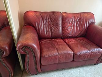 Burgandy Leather Love Seat $50