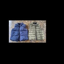 EUC OLD NAVY Lot of 2 Blue Green Quilted Puffer Vests Toddler Boys 18-24mo