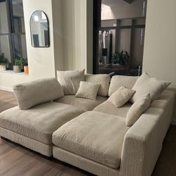 Curduroy Couch Cream Color Modular 