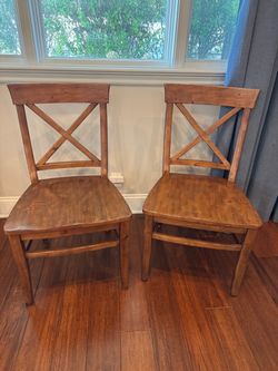 Set of 2 Pottery Barn Aaron Wood Dining Room Chairs