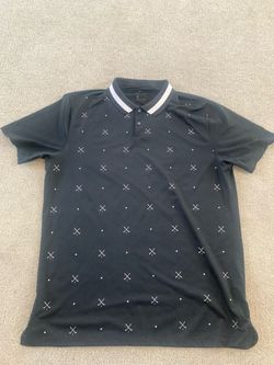 Nike Dri-Fit Vapor Golf Polo Men’s L Black Crossed Clubs & Ball Print