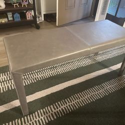 Maria Yee Grey/Green Leather Bench 