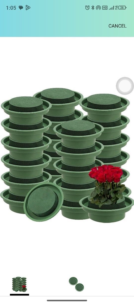 Floral Foam with Bowl 4.7 Inch Green DIY Flower Arrangement Kit Round Wet Foam, Wedding Aisle Flowers, Party Decoration (24 Pieces)