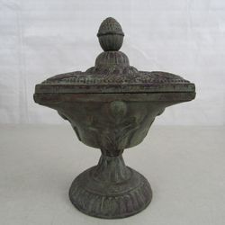 Vintage Asian Oriental? Heavy Cast Iron Incense Burner 9 1/2" Tall
