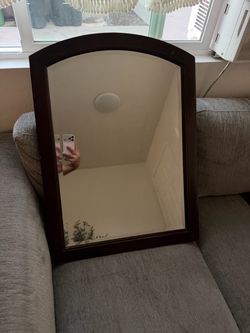 Dark Wood Arched Wall Mirror